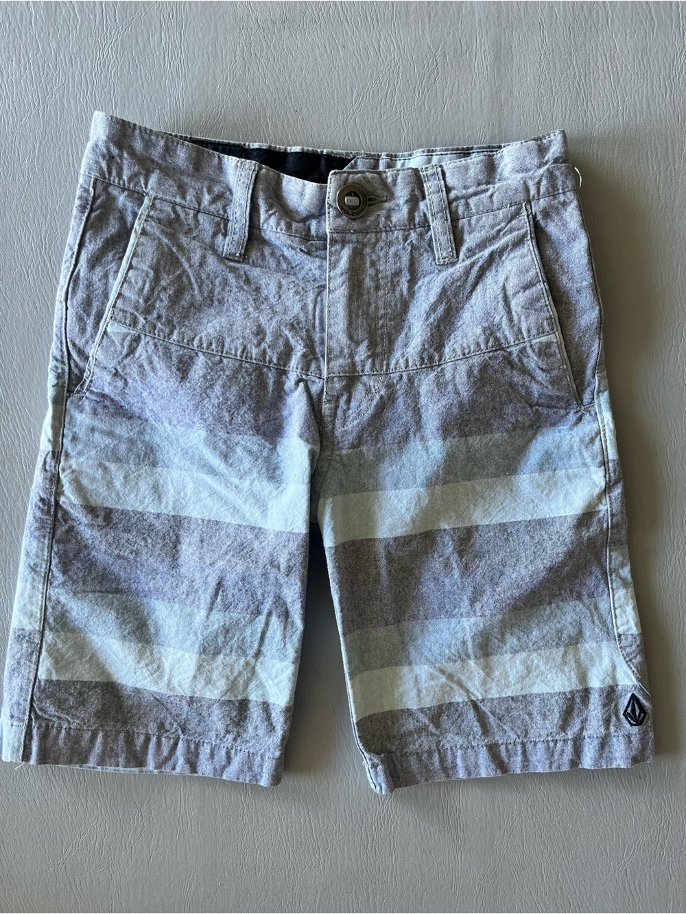 Volcom Boys Gray and Cream Striped‎ Shorts